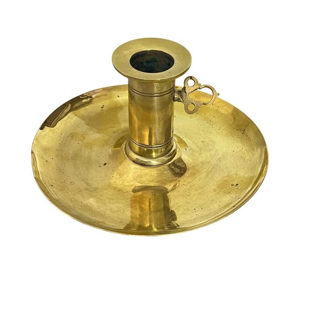 Vintage Brass Chamberstick Holder Gold Made in Sweden Push Up Lever
